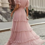 Zoe | Light Pink Elegant Wedding Maxi Dress