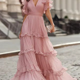 Zoe | Light Pink Elegant Wedding Maxi Dress