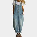 Carmen - Vintage Cotton Denim Jumpsuit with Adjustable Straps