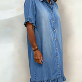Maria | Comfortable Denim Dress with Flattering Pleats