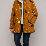 MYA™ | Black Quilted Jacket with Cat Pattern