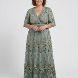 Evadne | Floral V Neck Short Sleeve Maxi Dress