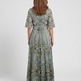 Evadne | Floral V Neck Short Sleeve Maxi Dress