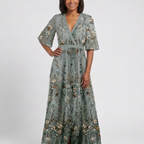 Evadne | Floral V Neck Short Sleeve Maxi Dress
