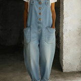 Carmen - Vintage Cotton Denim Jumpsuit with Adjustable Straps
