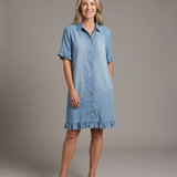 Maria | Comfortable Denim Dress with Flattering Pleats