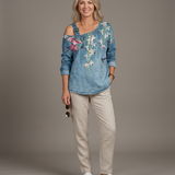 Danielle | Denim Top with Off-Shoulder Design
