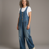 Valentina - Vintage Washed Cotton Denim Dungarees