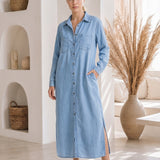 Wren – Denim Maxi Shirt Dress