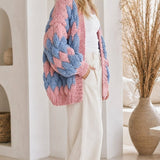 Luna™ – Wave Knit Cardigan in Pink & Blue