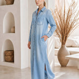 Wren – Denim Maxi Shirt Dress