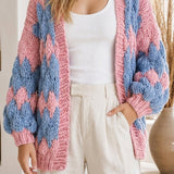 Luna™ – Wave Knit Cardigan in Pink & Blue