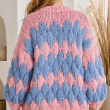 Luna™ – Wave Knit Cardigan in Pink & Blue