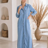 Wren – Denim Maxi Shirt Dress