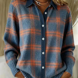 Haley Cozy Plaid Knit Cardigan
