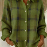 Haley Cozy Plaid Knit Cardigan