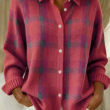 Haley Cozy Plaid Knit Cardigan