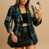 Rive | Long Padded Coat for Women with Check Pattern