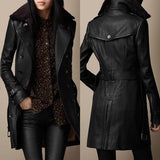 Lisa | Elegant natural leather coat, 3/4 length