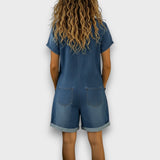Sofía - Vintage Short Cotton Dungarees with a Denim Look