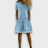 Sofía - Vintage Short Cotton Dungarees with a Denim Look