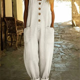 Valentina - Vintage Washed Cotton Denim Dungarees