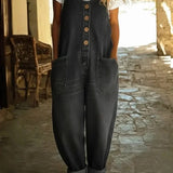 Valentina - Vintage Washed Cotton Denim Dungarees