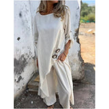 Cotton Linen Dress Pants Two-Piece Set