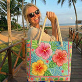 Artisan Tropical Flower Beach Bag