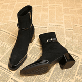 Avenoir | Suede Block Heel Ankle Boot