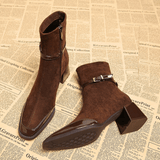Avenoir | Suede Block Heel Ankle Boot