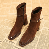 Avenoir | Suede Block Heel Ankle Boot
