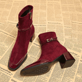 Avenoir | Suede Block Heel Ankle Boot