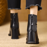 Ovelle | Block Heel Leather Ankle Boot
