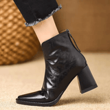 Ovelle | Block Heel Leather Ankle Boot
