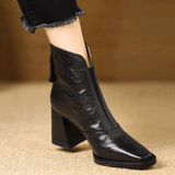 Ovelle | Block Heel Leather Ankle Boot