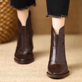 Ovelle | Block Heel Leather Ankle Boot