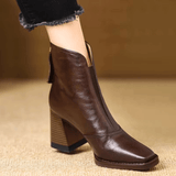 Ovelle | Block Heel Leather Ankle Boot
