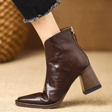 Ovelle | Block Heel Leather Ankle Boot